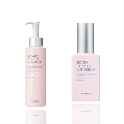 Troiareuke Seoul Ectoin Tone-Up Sun Serum 50ml + Oxygen Toning Cleanser (Set)
