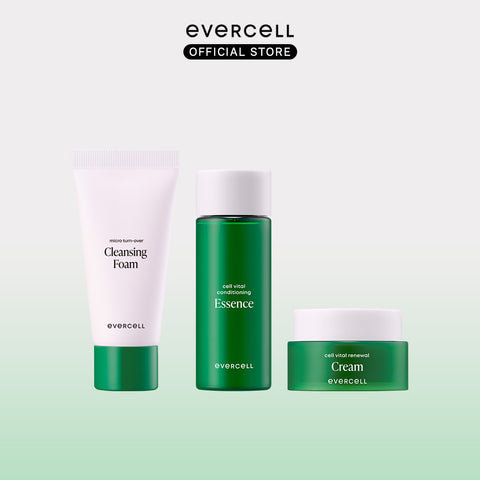 Evercell Cell Vital Skincare 3-Piece Trial Kit (1-Week) Cleansing Foam & Cream Included