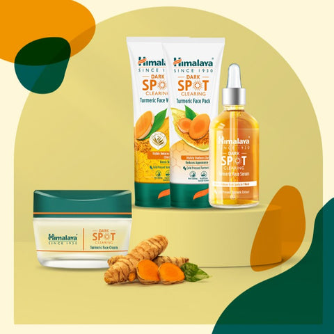 Himalaya Dark Spot Whitening Full Set (Wash + Pack + Serum 8ml + Cream) Mini Lip Balm Gift
