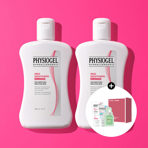 Physiogel Red Soothing AI Facial Lotion 200ml x2 + Soothing SOS Kit