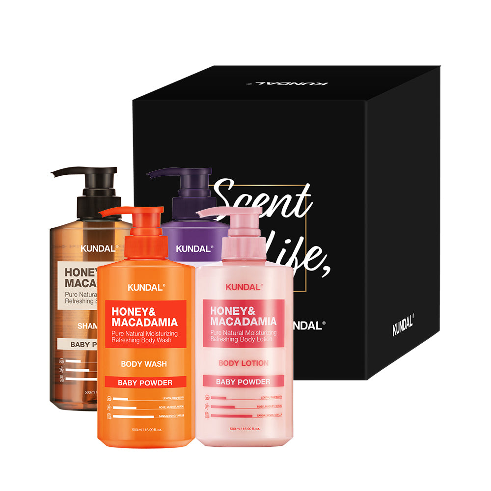 Kundal 4-Piece Set (Shampoo, Treatment, Body Wash, Body Lotion) 500ml
