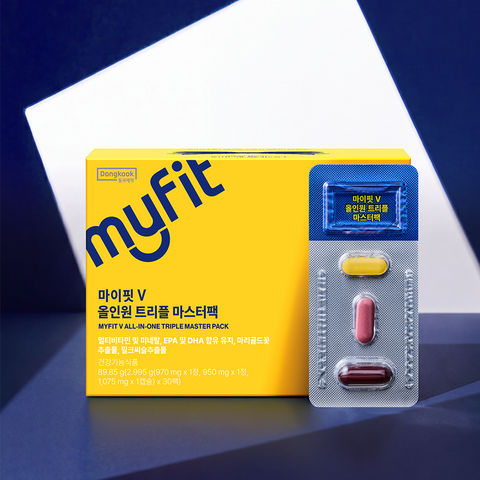 DongKook MyFit V All-in-One Multi Master Pack (30 Packs x 3) Vitamins + Omega-3 + Lutein + Milk Thistle