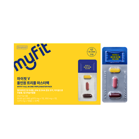 DongKook MyFit V All-in-One Multi Master Pack (30 Packs x 3) Vitamins + Omega-3 + Lutein + Milk Thistle