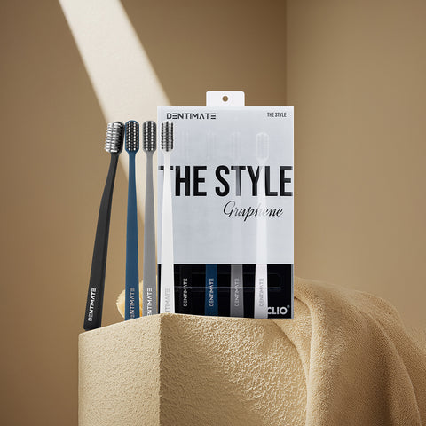 Clio Dentimate The Style Graphene Elastic Ultra-Fine Bristle Toothbrush, 4-Pack