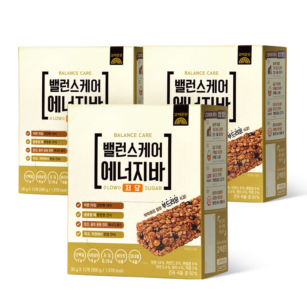 Koreaeundan Balance Care Energy Bar Low-Sugar 30g (12 pcs) x3