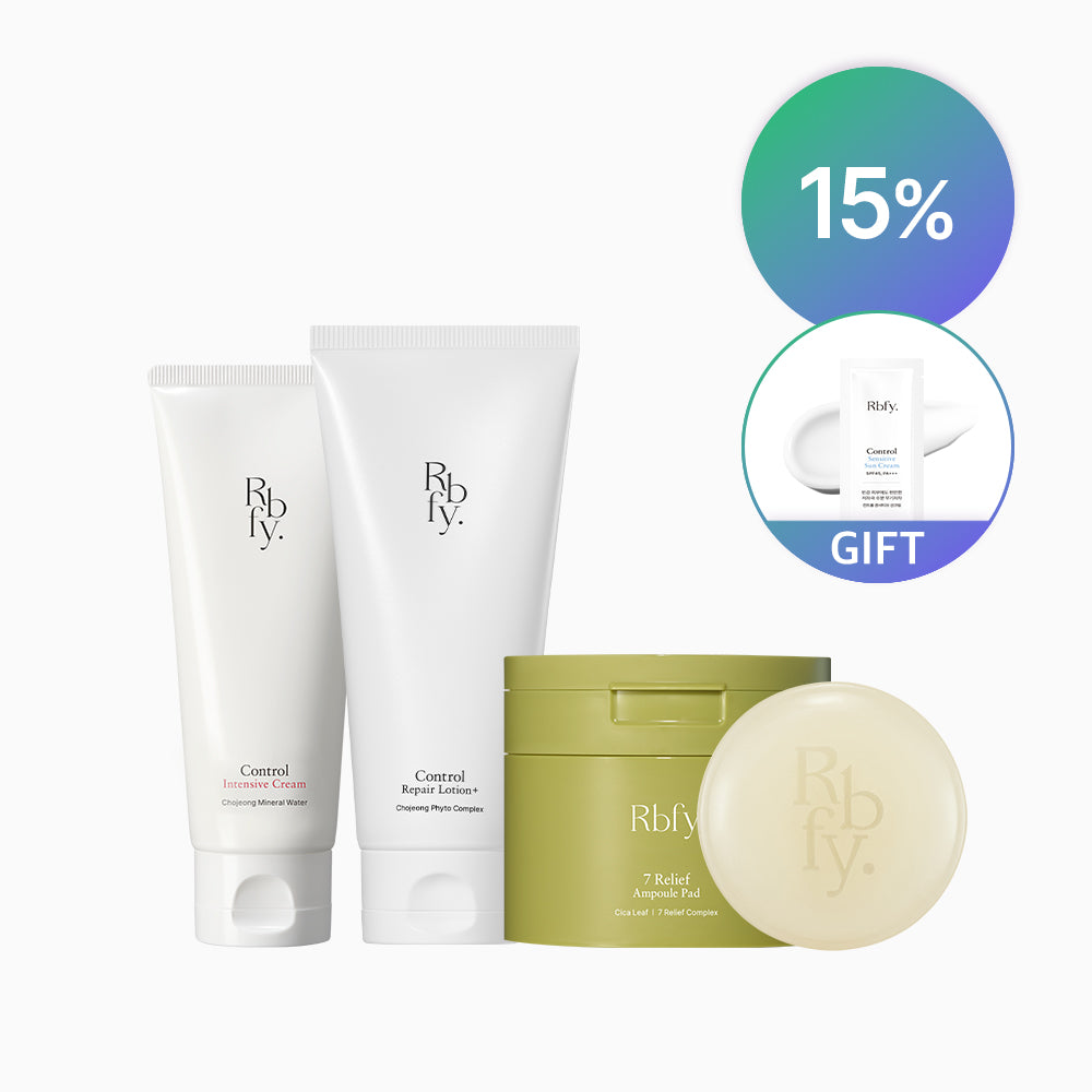 RBFY Control Barrier Lotion and Cream Set with 7-Second Soothing Ampoule Pads (60 pcs) - Family Calming Recovery (Free Bebe Medisop)