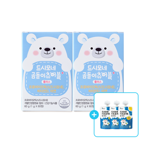 Desimone Bear Chewable Plus 1g x 60 (2 Boxes) + Kids Yogurt Plain 3-Pack Set