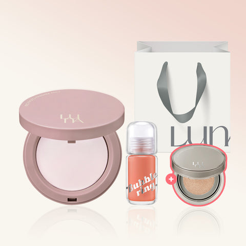 Luna Photo Finisher Powder Pact Set - SPF25 PA++ 8.5/7.8g + Bubbling Gum Gloss 4.3ml (includes Blur Cushion Mini No.1 & Shopping Bag)