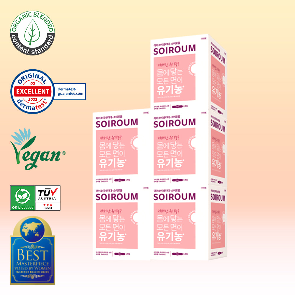 ISOI Premium Pure Cotton Sanitary Pad Super Long Overnight (6P) - 5 Pack