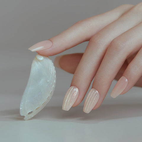 Dashing Diva Magic Press Glass Beige (Coffin) Nail Tips