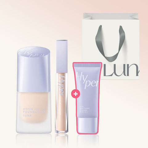 Luna Hyper Fluid Foundation 17ml + Hyper Cover Tip Concealer 6g (Set) (Includes Hyper Primer & Shopping Bag)
