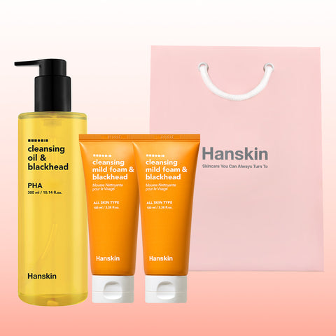Hanskin Blackhead Cleansing Oil 300ml + Cleansing Foam 100ml (2 pack)
