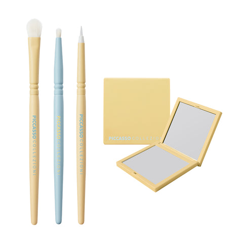 Picasso Collezioni Lemon & Cream Soda Edition Brush 3-Piece Eye Set (with Dual Mirror Gift)