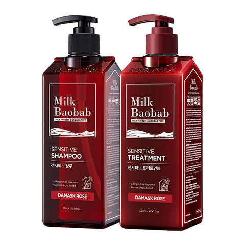 Milk Baobab Sensitive Shampoo & Treatment Set - Damask Rose, 500 ml