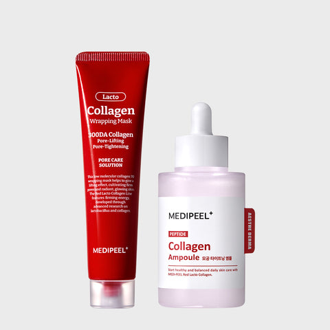 Medipeel Red Lacto Collagen Pore Tightening Ampoule 50ml + Collagen Wrapping Mask 70ml (2-piece Set)