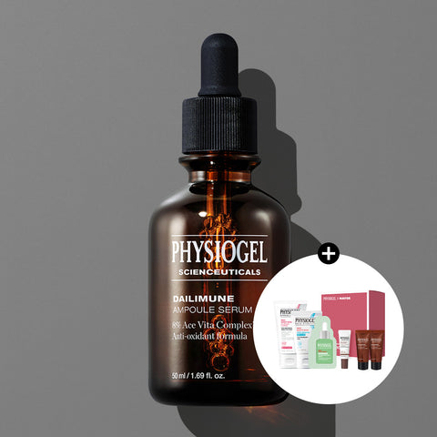 Physiogel ScienCeuticals DailyMune Vitamin C Antioxidant Ampoule 50ml + Sensitive Soothing SOS Kit (Gift) + UV Defense Sun Serum 5ml + Barrier Cream 5ml