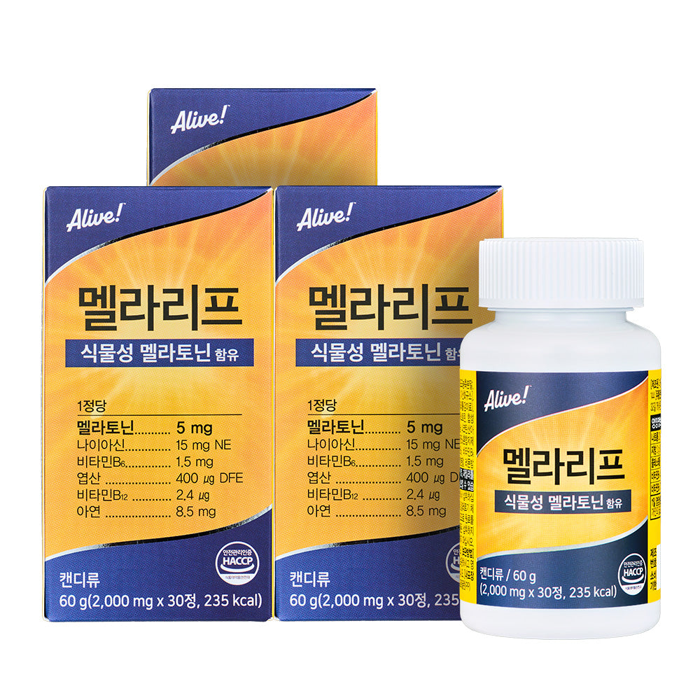 Alive Natural Life Alive Plant-Based Melatonin Chewable Tablets 500 mg 30 tablets x 3