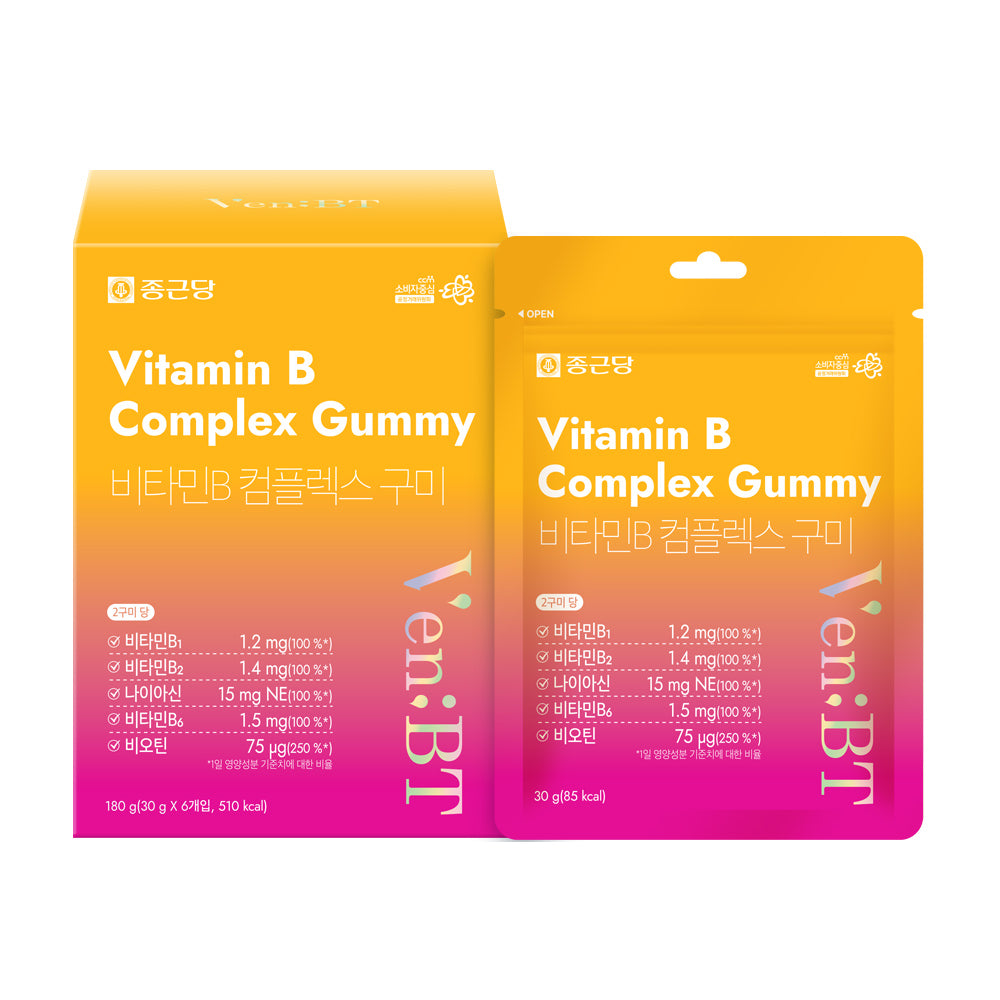 Chongkundang VenBT Daily Care Vitamin B Gummies 60 Count (1 Pack) Zero Sugar