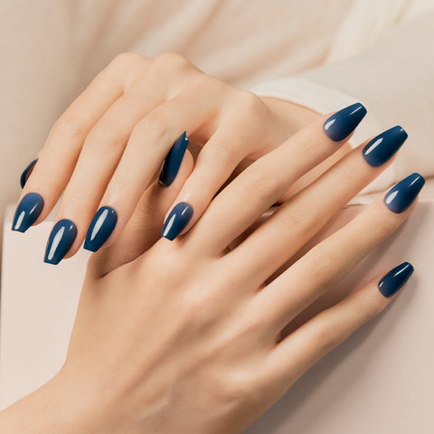 Dashing Diva Magic Press Clear Navy (Coffin) Nail Tips