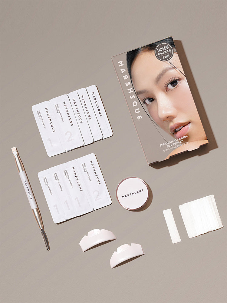 Marshique No-Glue Self Eyelash & Brow Perm Kit - Low-Irritation, 7 Treatments