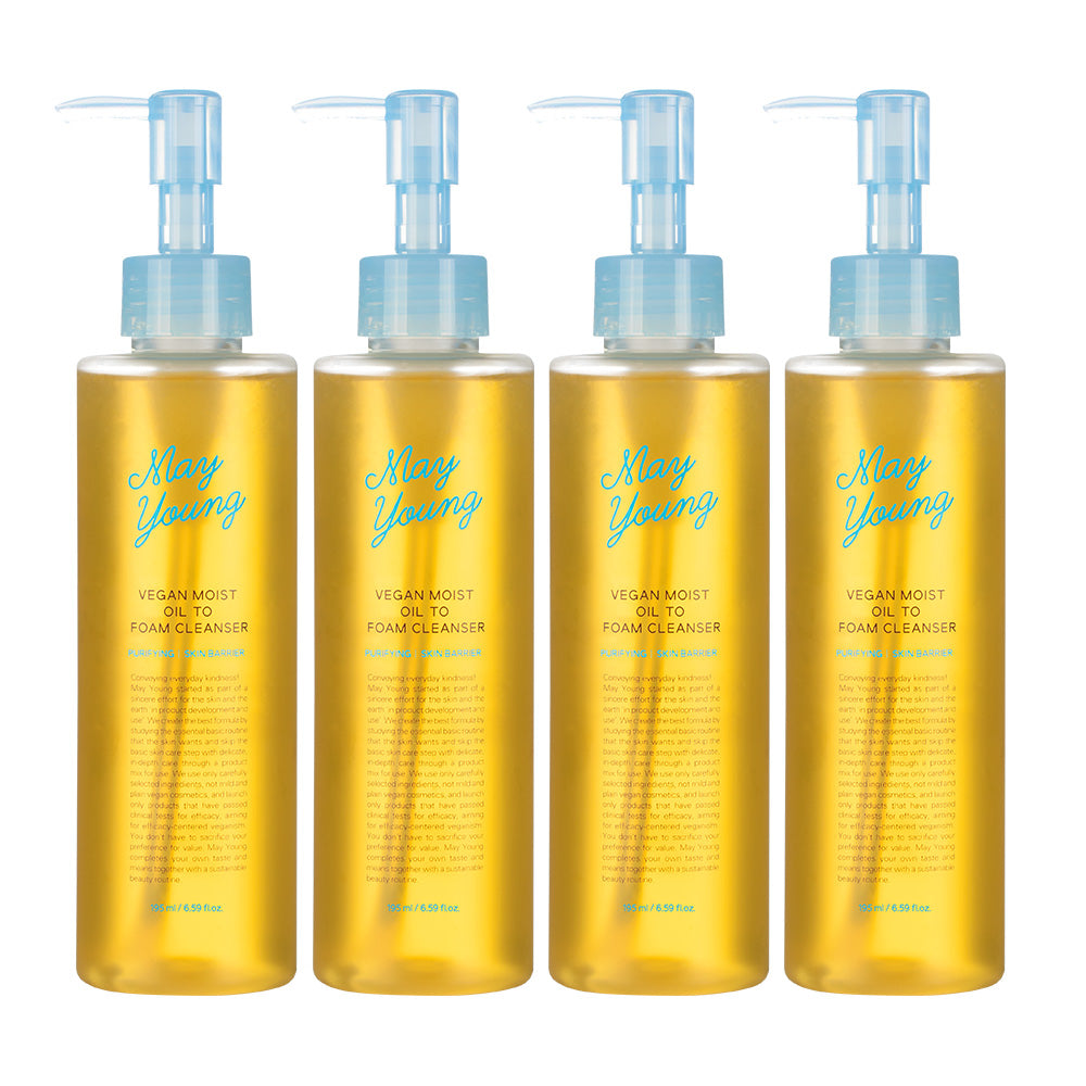 Mayyoung Vegan Moist Oil-to-Foam Cleanser 195ml (4 Pack) - Blackhead & Whitehead Care