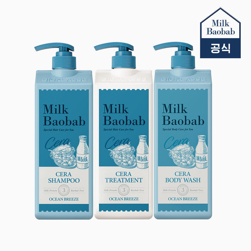 Milk Baobab Cera Shampoo + Treatment + Body Wash - Ocean Breeze, 1.2 L (3 pcs)