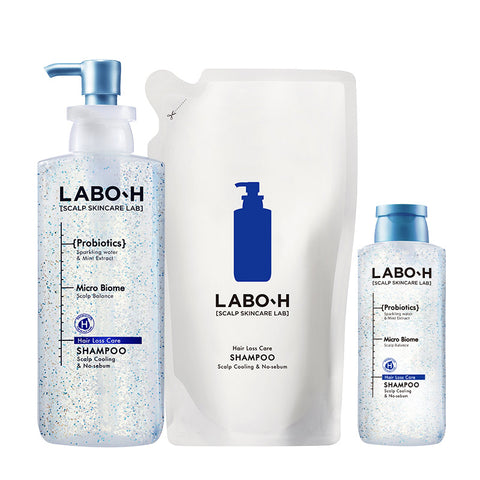 Labo H Cool Shampoo for Oily Scalp Hair Loss Care 400ml + 400ml Refill + 180ml