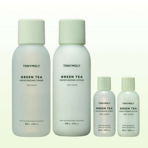 TONYMOLY Green Tea Moisture 2-Piece Set (Toner 200ml + 20ml / Lotion 200ml + 20ml)