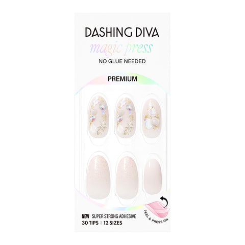 Dashing Diva Magic Press White Beach (Almond) Nail Tips
