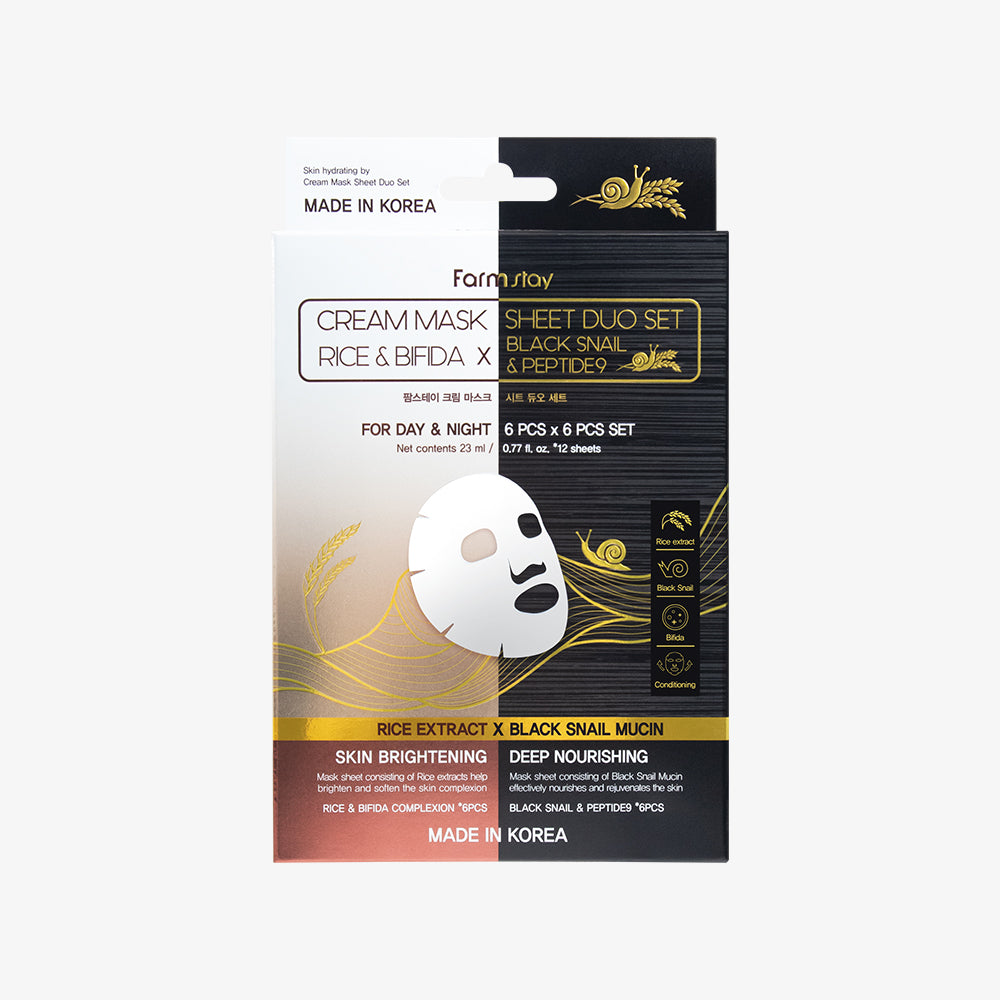 Farmstay Cream Mask Sheet Duo Set (12 Sheets)