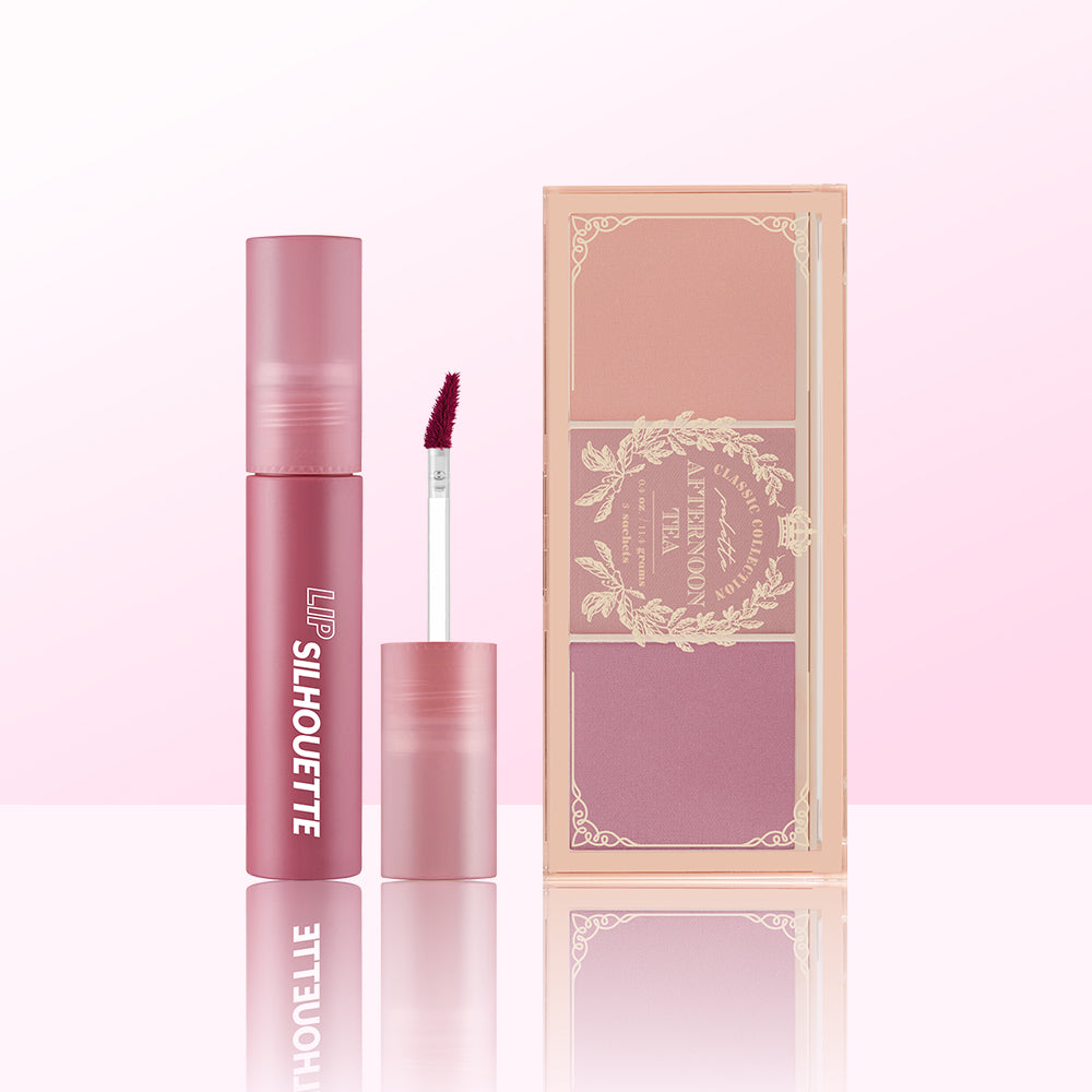 I'M MEME Afternoon Tea Blusher Palette + Lip Silhouette Gloss Tint Set - 2-Piece