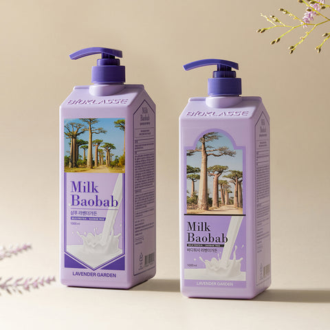 Milk Baobab Original Shampoo + Treatment + Body Wash (Lavender Garden), 1L, 3-pack