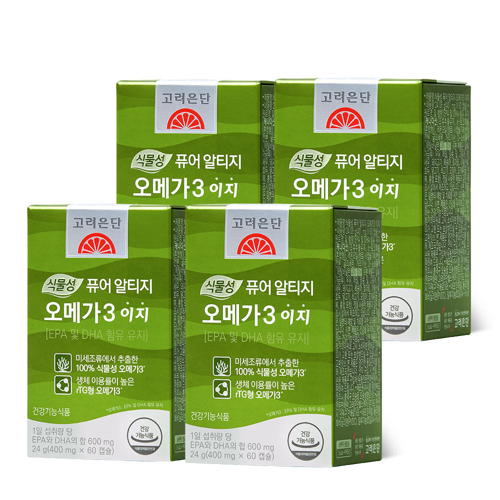Koreaeundan Plant-Based Pure rTG Omega-3 Easy 60 Capsules (4 Pack)