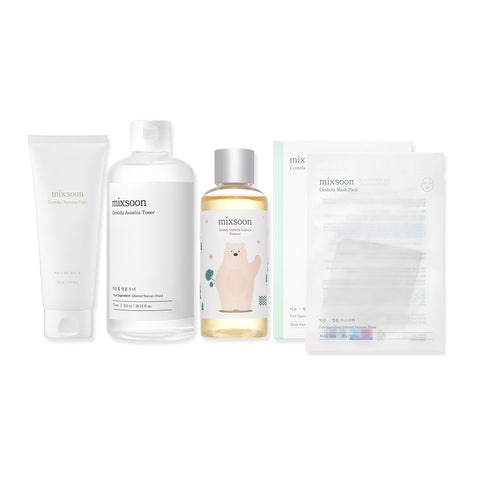 Mixsoon Centella Line Best 4-Piece Set (Cleansing Foam 150ml, Toner 300ml, Essence 100ml, 5 Sheet Masks)