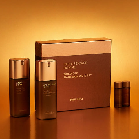 TONYMOLY Intense Care Gold 24K Snail Homme 2-Piece Set (Skin 130ml + Emulsion 130ml)
