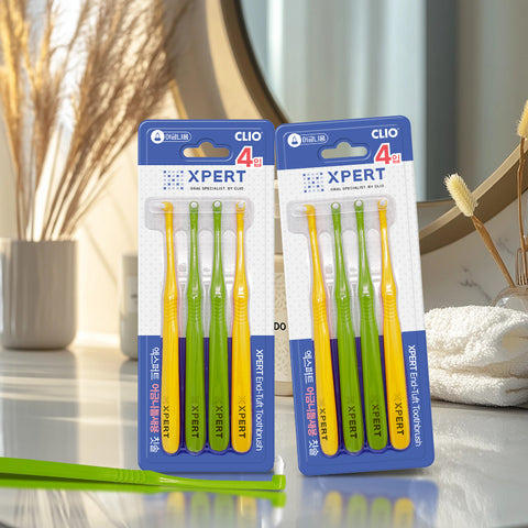 Clio Expert Molar Pointed Nylon Toothbrush - 4-count x 2 Sets (8 Brushes)