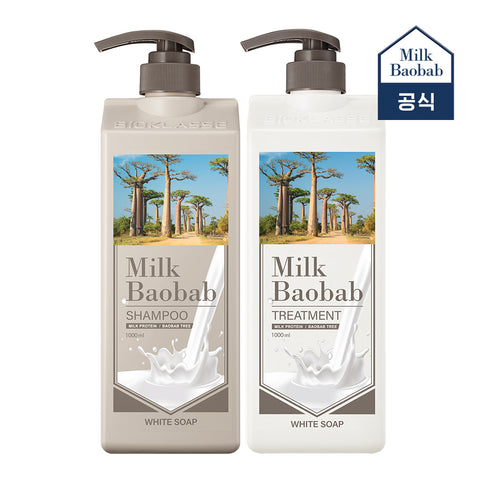 Milk Baobab Original Shampoo + Treatment + Body Wash (White Soap), 1L x 3