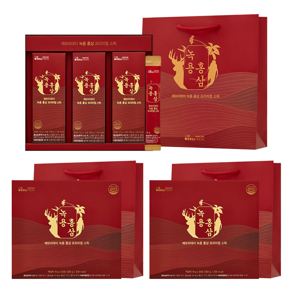 Celltrion InnerLab Everyday Deer Antler & Red Ginseng Premium Stick (10g x 30 sachets) 3 Boxes