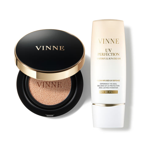 Vinne Radiance Base Set (Essence Radiance Cushion + UV Perfection Waterful Sun Cream)