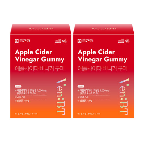 Chongkundang VenBT Daily Care Apple Cider Vinegar Gummy 60 Gummies (2 Pack) Low-Sugar Jelly