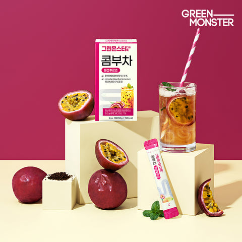 Green Monster Detox Kombucha Passionfruit 10-Stick Pack (5 g each) 2 Billion Probiotics Vegan