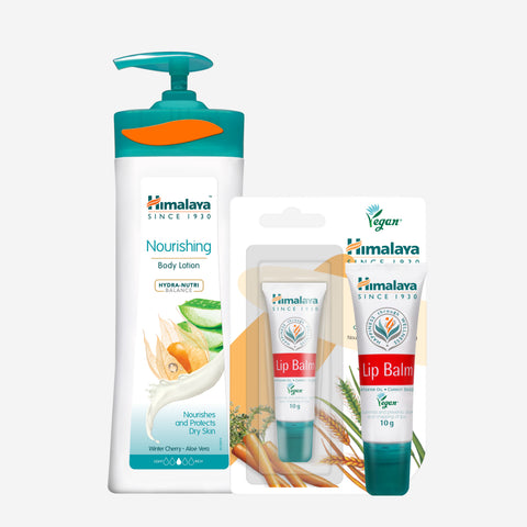 Himalaya Nourishing Body Lotion 400ml + Original Vegan Lip Balm 10g (2pcs)