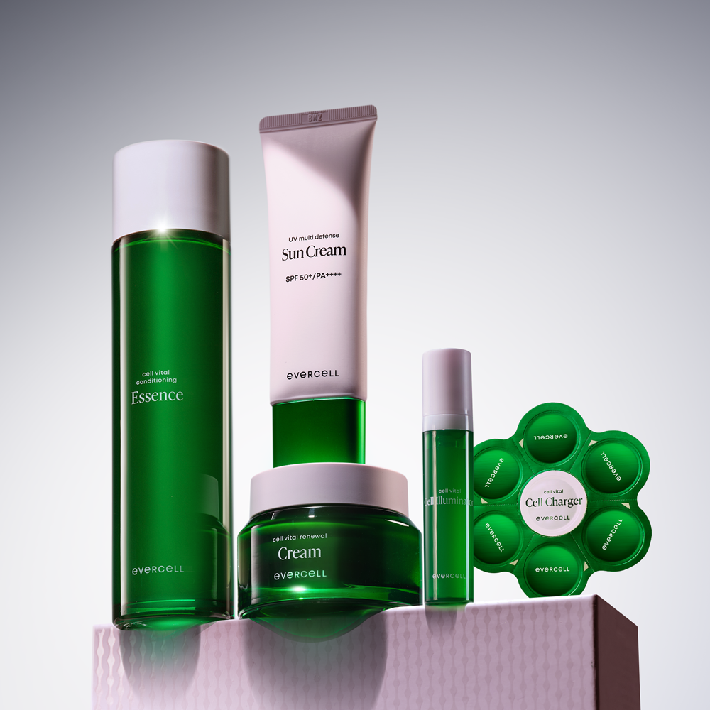 Evercell Photoaging Protection & Moisture Anti-Aging 4-Piece Set (Essence + Cream 60g + Sunscreen 45ml + 1-Week Cell Program)