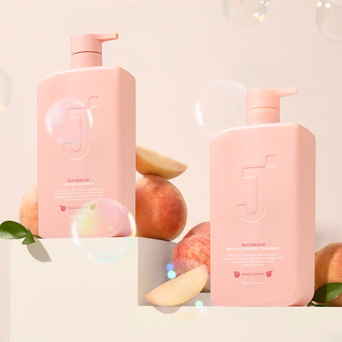 Jsoop Silk Keratin Protein Peach Edition Shampoo + Treatment 1000ml 2-Piece Set