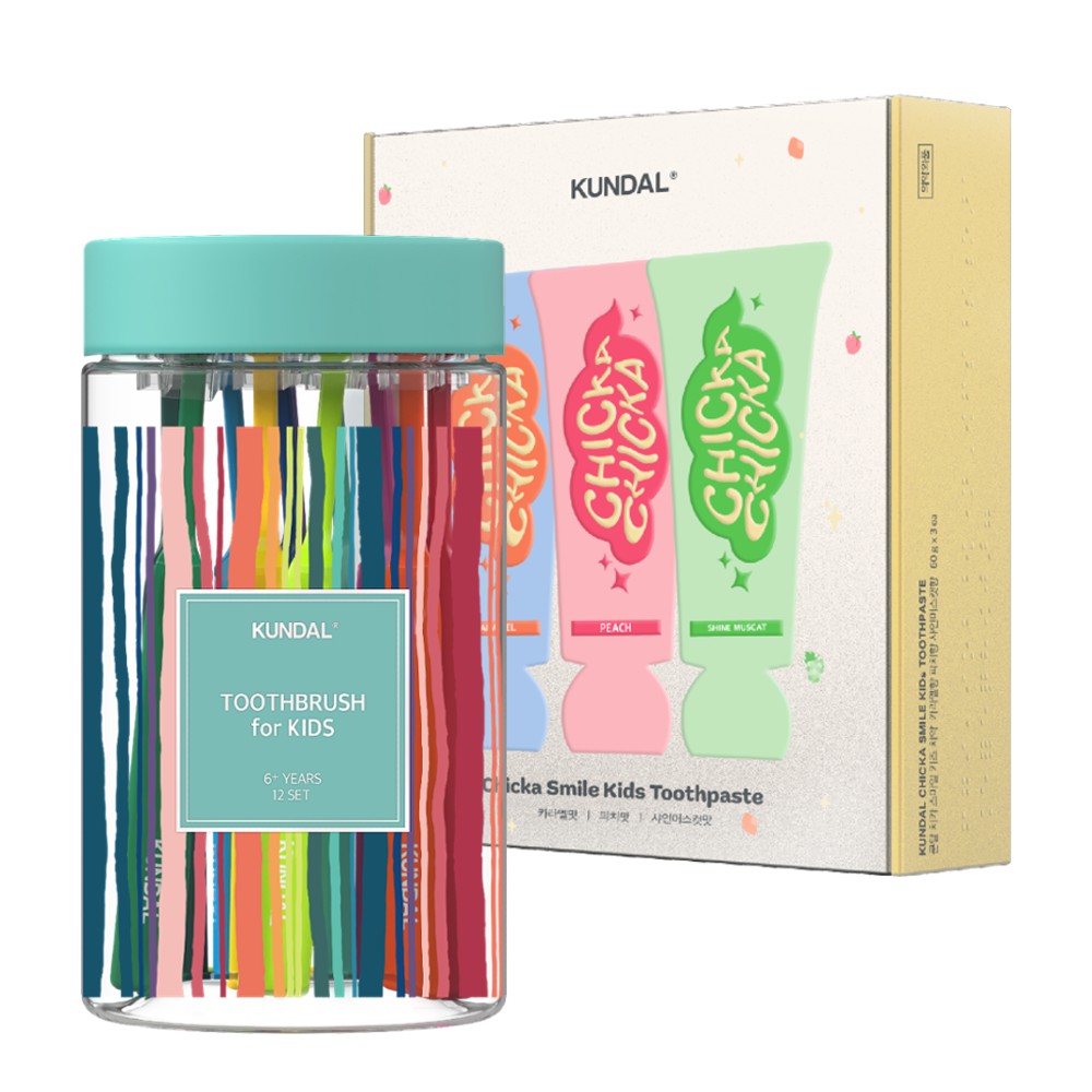 Kundal Kids Toothbrush + High-Fluoride Kids Toothpaste 60g (3 Pack)