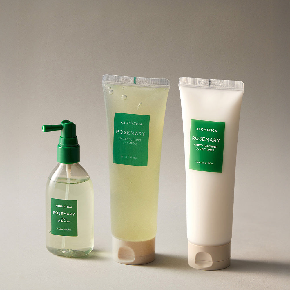 Aromatica Rosemary Hair Care - Rosemary Shampoo 400ml & Rosemary Root Enhancer 100ml & Conditioner 180ml 3-piece Set