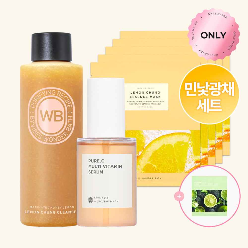Chosungah Beauty Wonderbath Lemon Cleanser 200ml + Pure C Serum 100ml + Lemon Essence Mask Pack 5pc