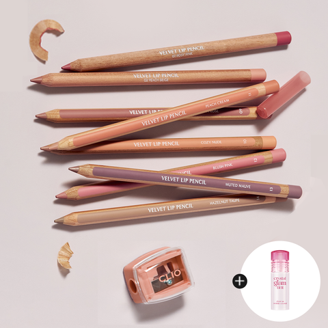 Clio Velvet Lip Pencil Set [Full-size + Sharpener] 1.45g (2 Pack)