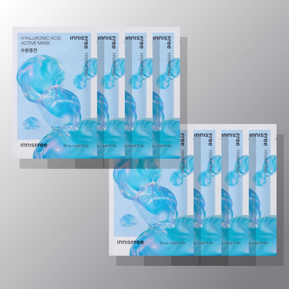 Innisfree Active Mask Hyaluronic Acid [Moisture Recharge] 25ml (8 Sheets)