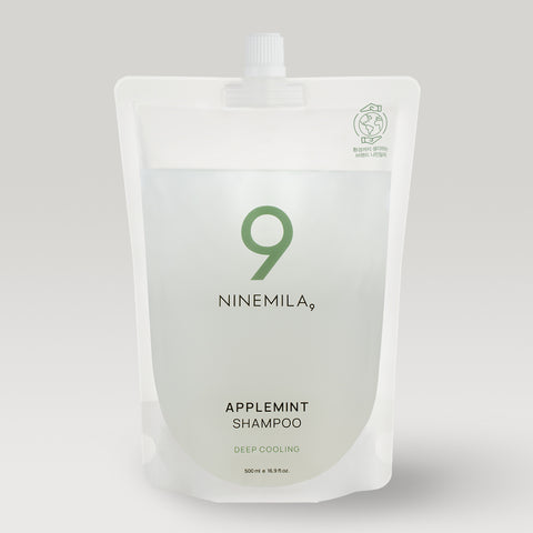 Ninemila Apple Mint Cool Shampoo for Oily Scalp (Hair Loss Care) Lemon Scent 500ml x 3